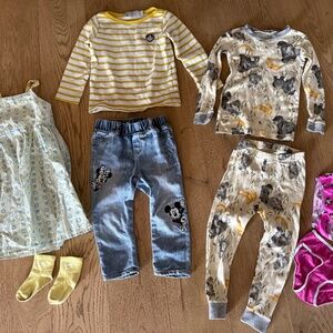 Toddler Girl 2t Bundle Lot Disney Gap Burt’s Bees Petit Bateau Monkey Dress Jean